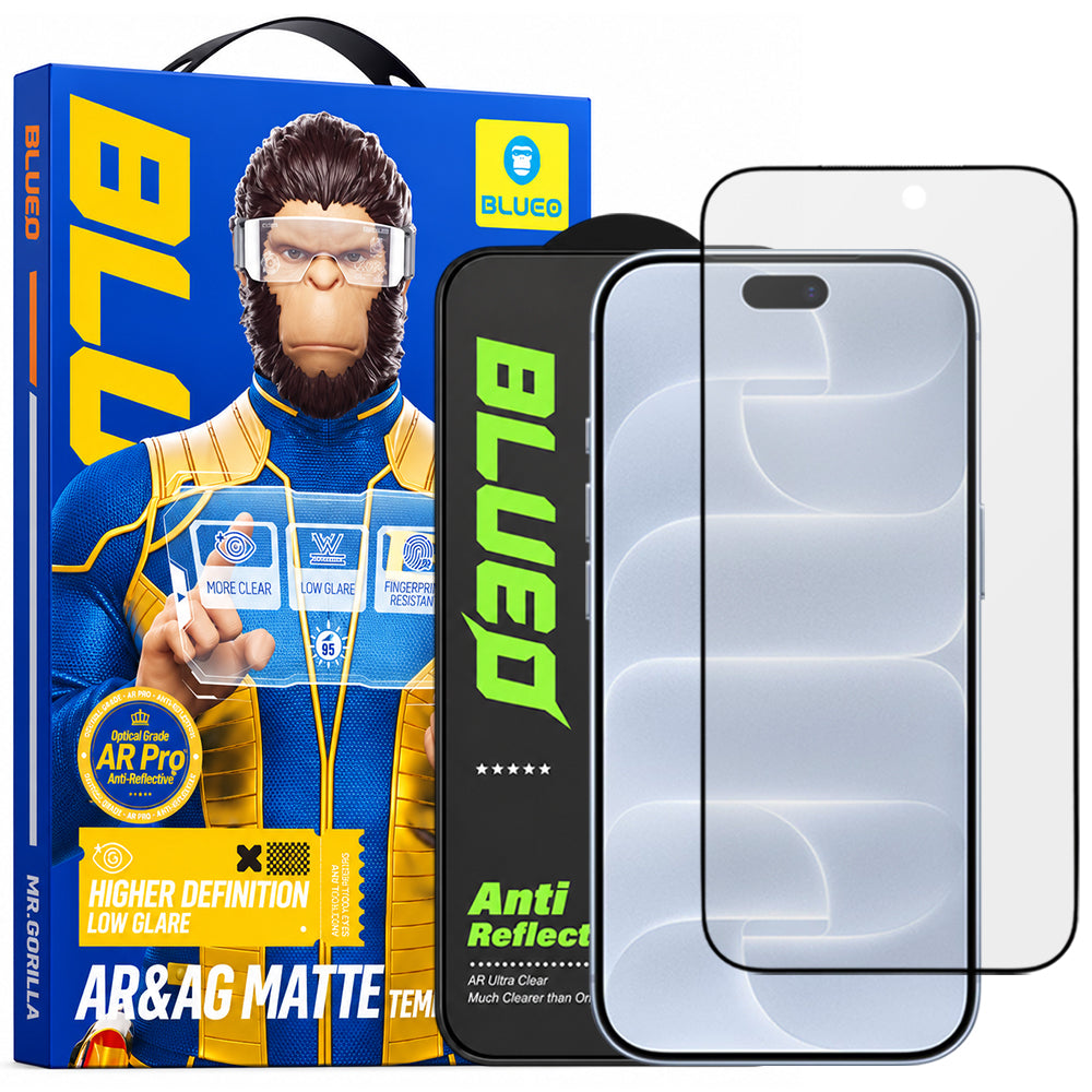 Προστατευτικό οθόνης Matte Blueo Anti Reflective HD για Apple iPhone 18 Pro, Σκληρυμένο Γυαλί, Full Glue, Μαύρο