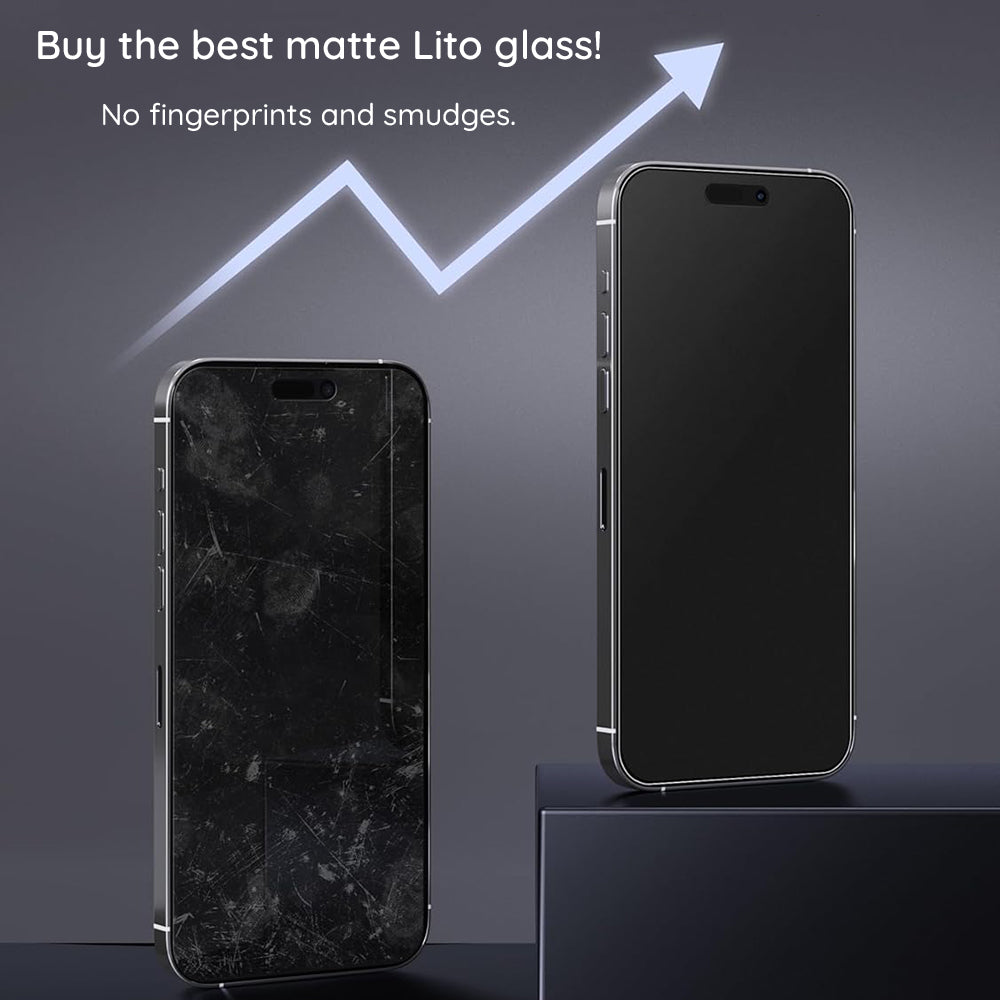 Προστατευτική μεμβράνη οθόνης Matte Lito HD Pro για Apple iPhone 16 Pro, Ασφαλισμένο γυαλί, Πλήρης κόλλα, Μαύρο