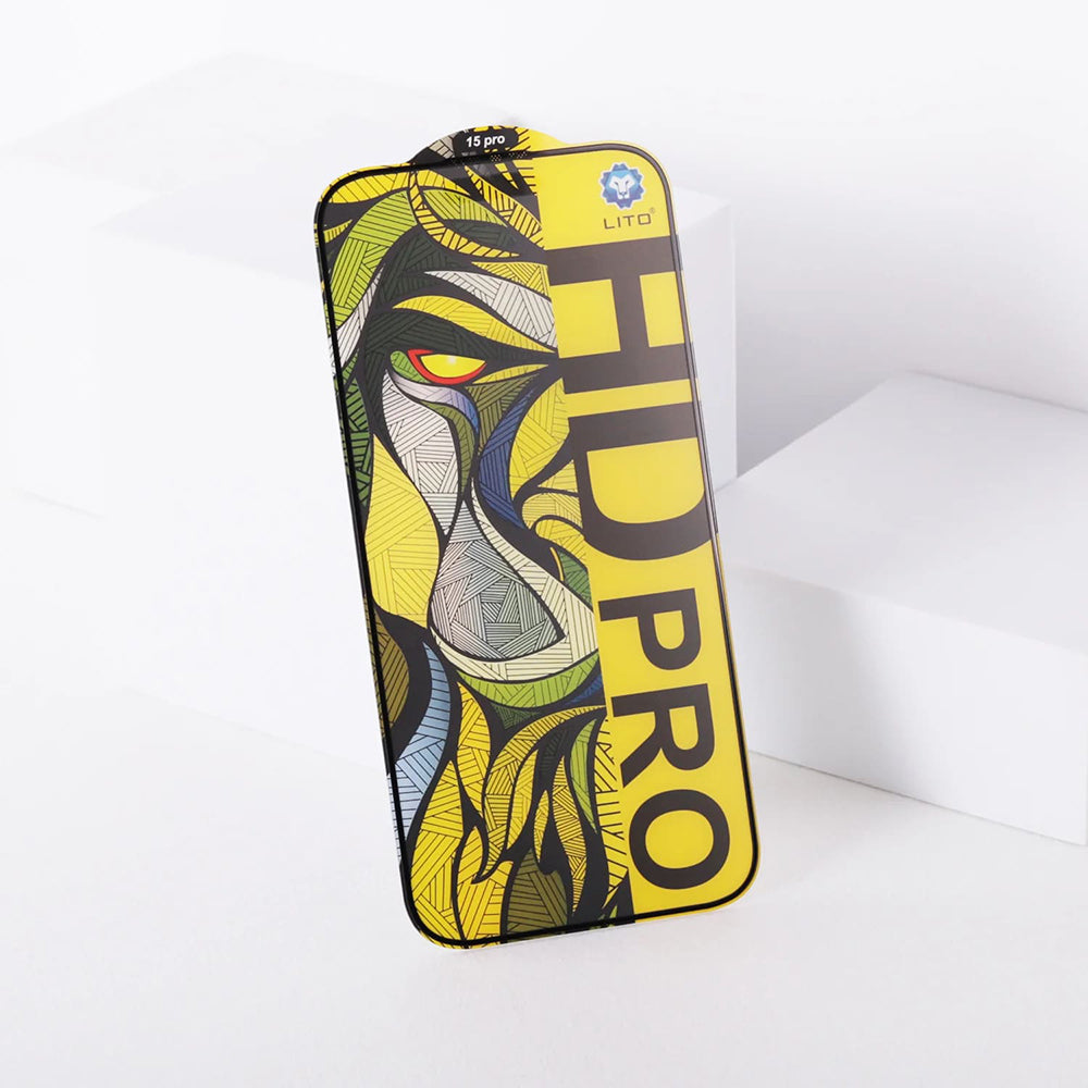 Προστατευτική μεμβράνη οθόνης Matte Lito HD Pro για Apple iPhone 16 Pro, Ασφαλισμένο γυαλί, Πλήρης κόλλα, Μαύρο
