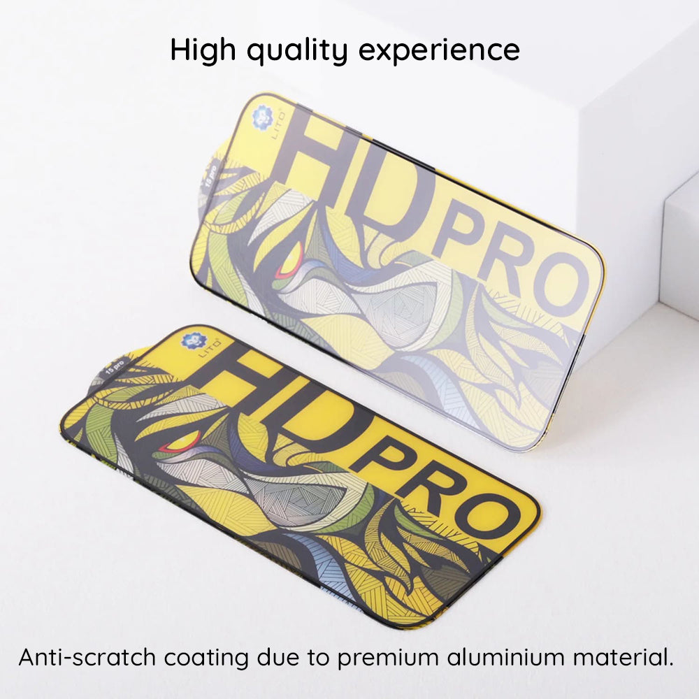 Προστατευτική μεμβράνη οθόνης Matte Lito HD Pro για Apple iPhone 16 Pro, Ασφαλισμένο γυαλί, Πλήρης κόλλα, Μαύρο