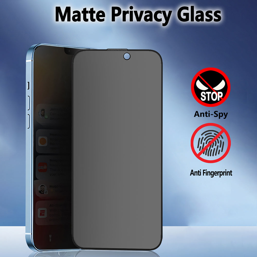 Προστατευτική μεμβράνη οθόνης Matte Privacy Blueo Anti-Peep για Apple iPhone 15 Pro, Ασφαλισμένο γυαλί, Πλήρης κόλλα