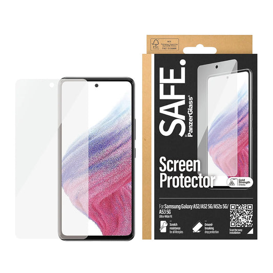 Προστατευτική Μεμβράνη Οθόνης PanzerGlass Safe. Ultra-Wide Fit για Samsung Galaxy A53 5G A536 / A52s 5G A528 / A52 5G A526, Ενισχυμένο Γυαλί, Full Glue