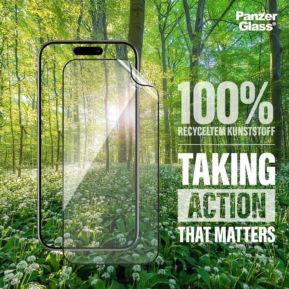 Προστατευτική Μεμβράνη Οθόνης PanzerGlass Ultra-Wide Fit EyeCare για Apple iPhone 16 / 15, Ενισχυμένο Γυαλί, Πλήρης Κόλληση, Μαύρη