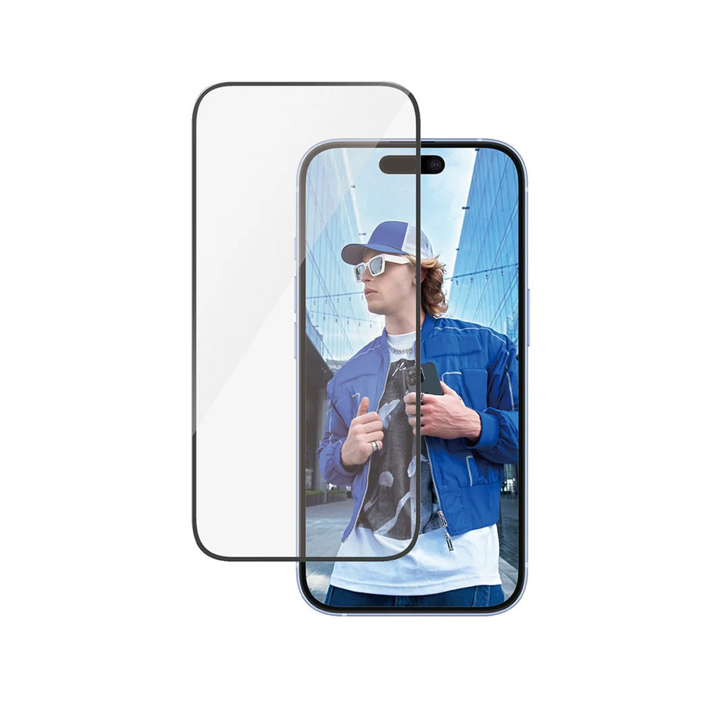 Προστατευτική Μεμβράνη Οθόνης PanzerGlass Ultra-Wide Fit για Apple iPhone 16 / 15, Ενισχυμένο Γυαλί, Full Glue, Μαύρη