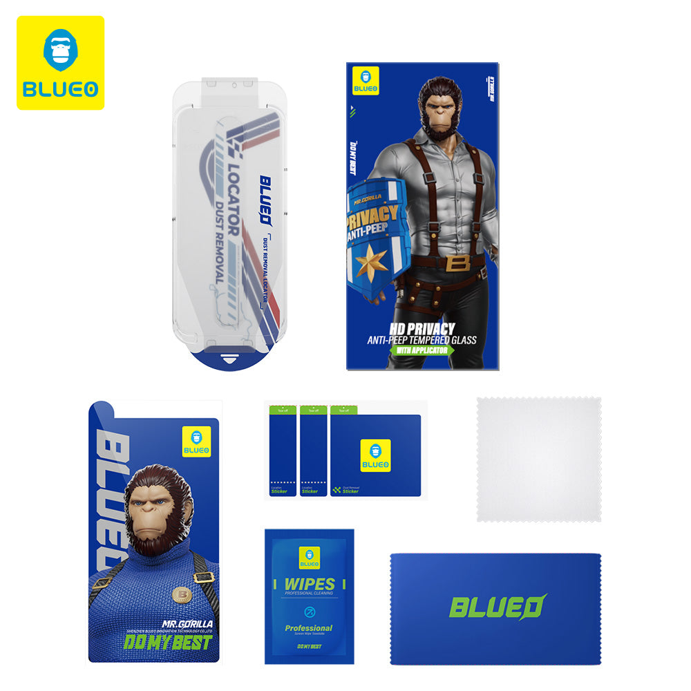 Προστατευτική μεμβράνη οθόνης Privacy Blueo Anti-Peep Applicator Pro για Apple iPhone 14 Pro Max, Ασφαλισμένο γυαλί, Πλήρης κόλλα