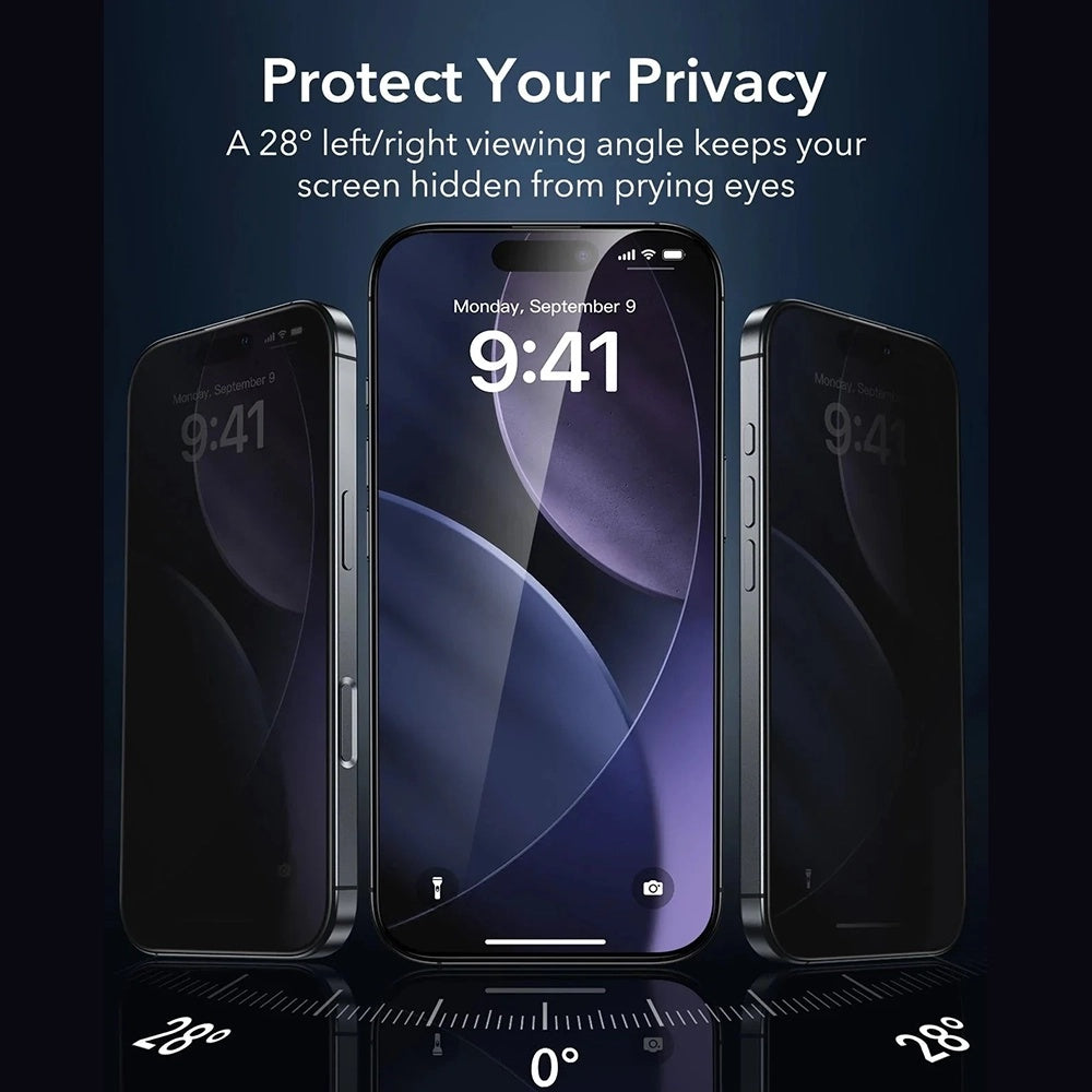 Προστατευτική Μεμβράνη Οθόνης Privacy ESR Armorite UltraFit για Apple iPhone 17 Air, Ενισχυμένο Γυαλί, Full Glue, Σετ 3 τεμαχίων