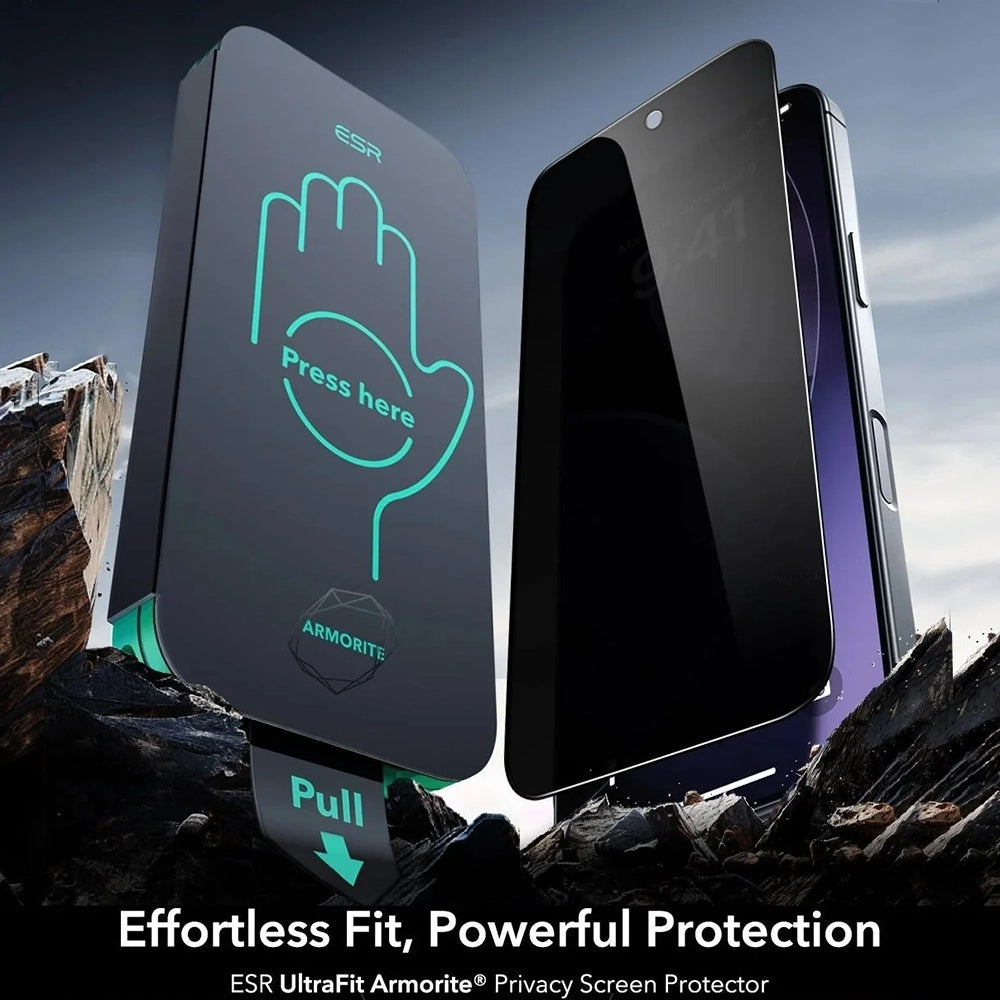 Προστατευτική Μεμβράνη Οθόνης Privacy ESR Armorite UltraFit για Apple iPhone 17 Air, Ενισχυμένο Γυαλί, Full Glue, Σετ 3 τεμαχίων