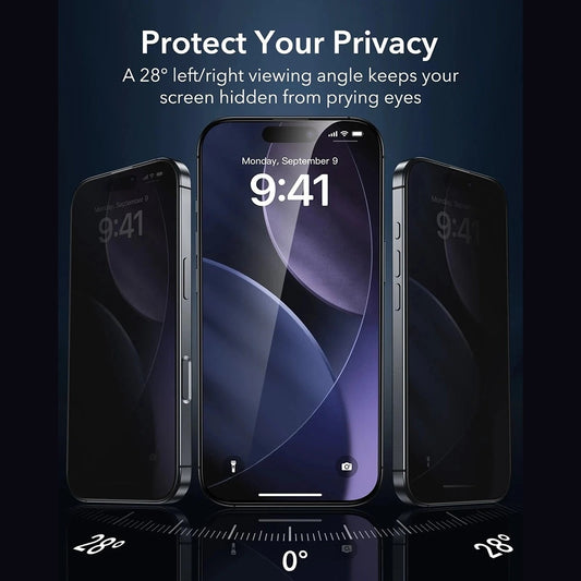 Προστατευτική Μεμβράνη Οθόνης Privacy ESR Armorite UltraFit για Apple iPhone 17 Pro Max, Ενισχυμένο Γυαλί, Full Glue, Σετ 3 τεμαχίων