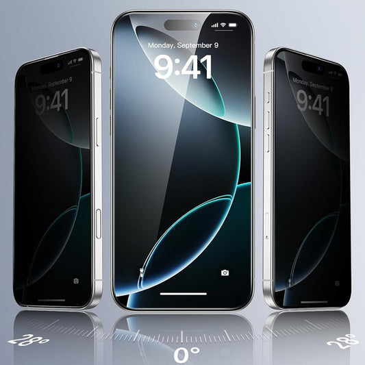 Προστατευτική Μεμβράνη Οθόνης Privacy ESR για Apple iPhone 17 / 16 Pro, Ενισχυμένο Γυαλί, Full Glue, Σετ 3 τεμαχίων