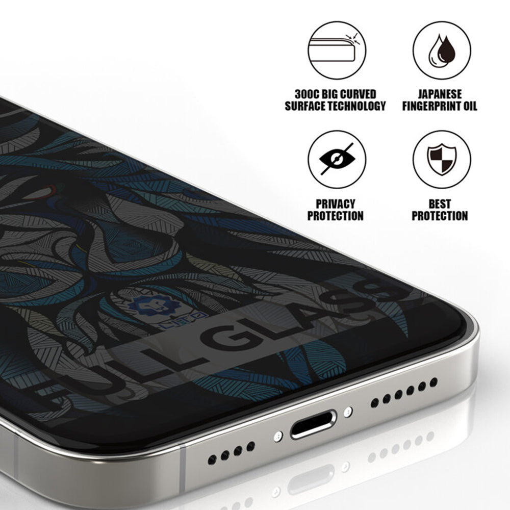 Προστατευτική Μεμβράνη Οθόνης Privacy Lito D+ Max 300C για Apple iPhone 17 Pro, Ενισχυμένο Γυαλί, Full Glue