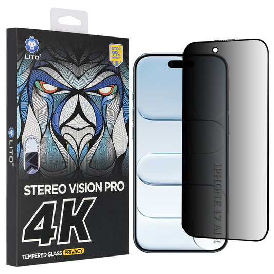 Προστατευτική Μεμβράνη Οθόνης Privacy Lito D+ Max 4K για Apple iPhone 17 Air, Ενισχυμένο Γυαλί, Full Glue