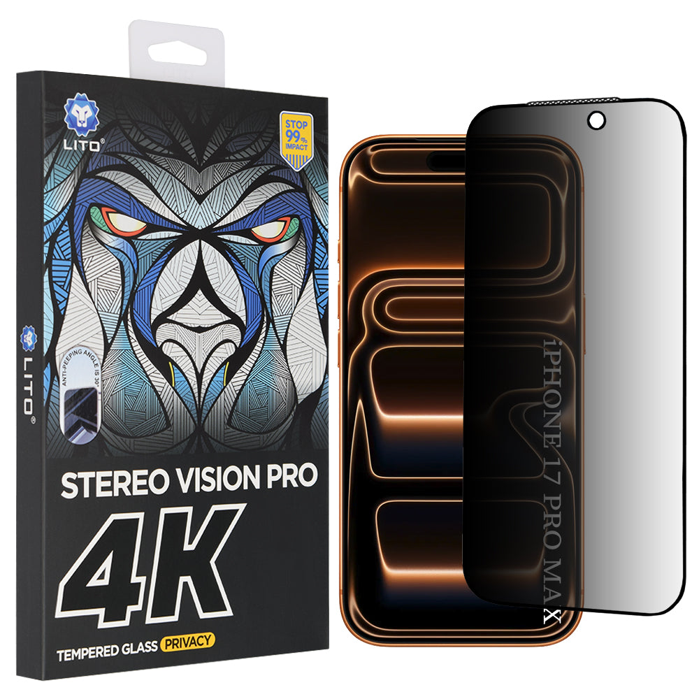 Προστατευτική Μεμβράνη Οθόνης Privacy Lito D+ Max 4K για Apple iPhone 17 Pro Max, Ενισχυμένο Γυαλί, Full Glue
