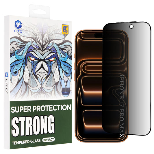Προστατευτική Μεμβράνη Οθόνης Privacy Lito D+ Max Strong για Apple iPhone 17 Pro Max, Ενισχυμένο Γυαλί, Full Glue