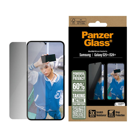 Προστατευτική Μεμβράνη Οθόνης Privacy PanzerGlass Ultra-Wide Fit για Samsung Galaxy S25+ S936 / S24+ S926, Ενισχυμένο Γυαλί, Full Glue