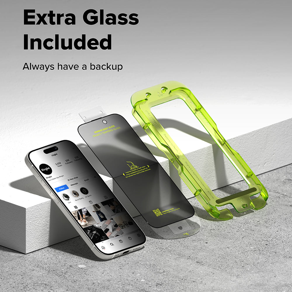 Προστατευτική μεμβράνη οθόνης Privacy Ringke Easy Slide για Apple iPhone 18 Pro Max / 17 Pro Max, Ασφαλισμένο γυαλί, Πλήρης κόλλα, Σετ 2 τεμαχίων