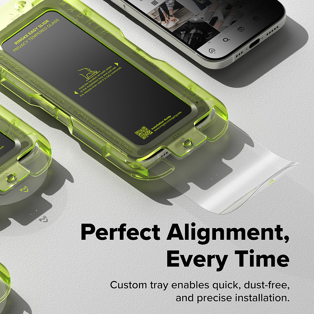 Προστατευτική μεμβράνη οθόνης Privacy Ringke Easy Slide για Apple iPhone 18 Pro Max / 17 Pro Max, Ασφαλισμένο γυαλί, Πλήρης κόλλα, Σετ 2 τεμαχίων