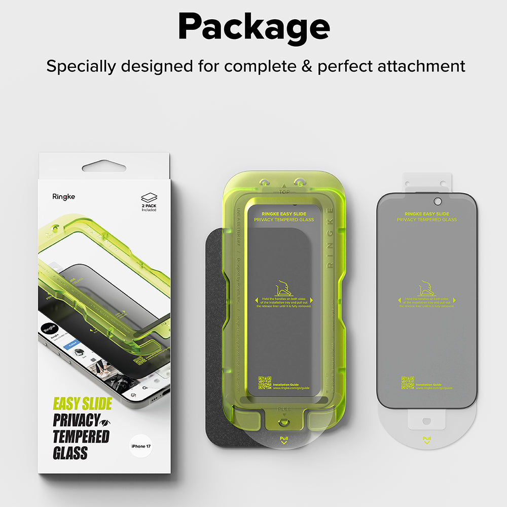 Προστατευτική μεμβράνη οθόνης Privacy Ringke Easy Slide για Apple iPhone 18 Pro Max / 17 Pro Max, Ασφαλισμένο γυαλί, Πλήρης κόλλα, Σετ 2 τεμαχίων