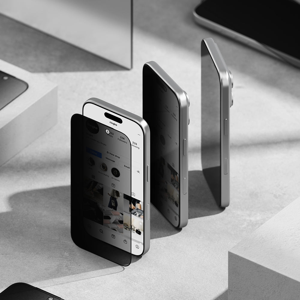 Προστατευτική μεμβράνη οθόνης Privacy Ringke Easy Slide για Apple iPhone 18 Pro Max, Ασφαλισμένο γυαλί, Πλήρης κόλλα, Σετ 2 τεμαχίων