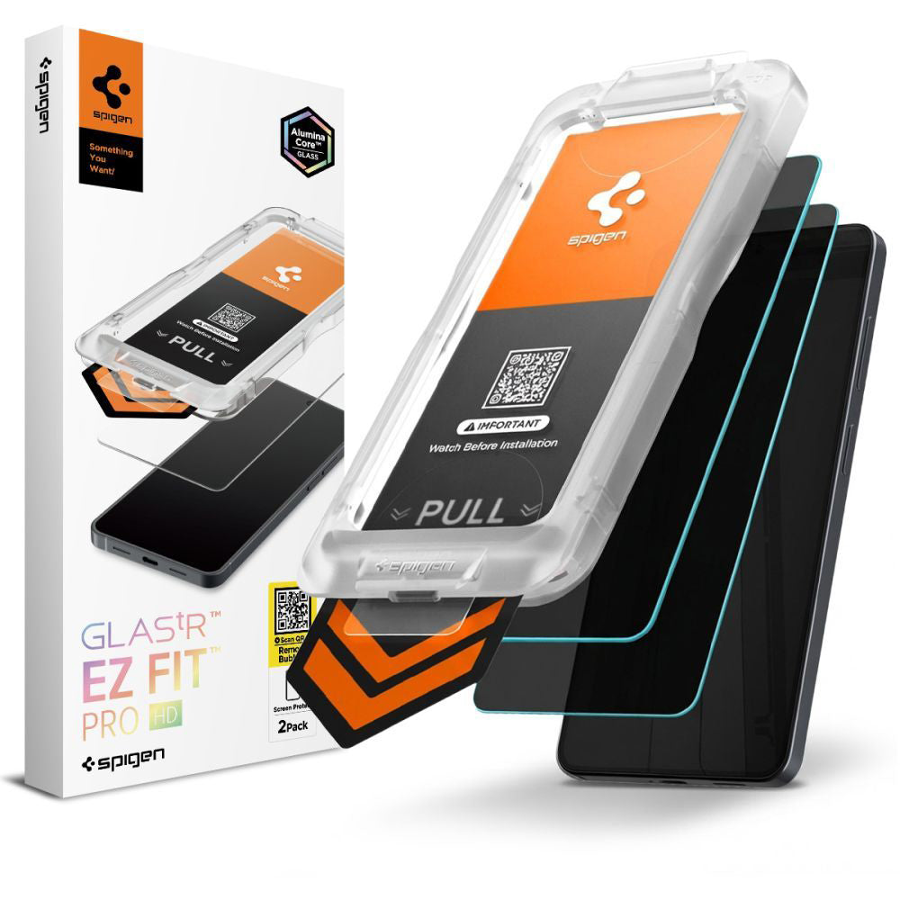 Προστατευτική Μεμβράνη Οθόνης Privacy Spigen GlastR EZ FIT Pro HD για Samsung Galaxy S26 S942, Ενισχυμένο Γυαλί, Πλήρης Κόλληση, Σετ 2 τεμαχίων AGL11096