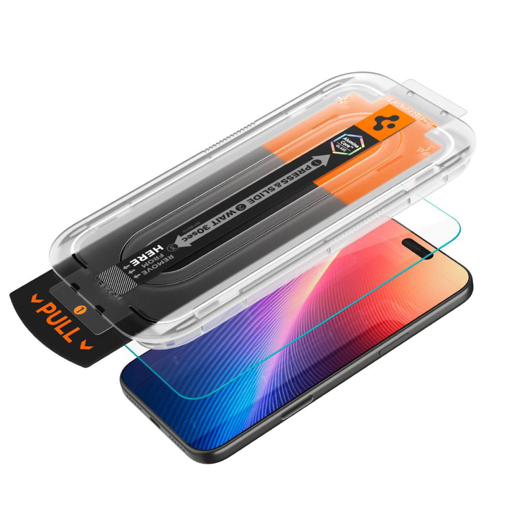 Προστατευτική Μεμβράνη Οθόνης Privacy Spigen GlastR EZ FIT Pro για Apple iPhone 17 Pro / 17 / 16 Pro, Ενισχυμένο Γυαλί, Full Glue AGL10098