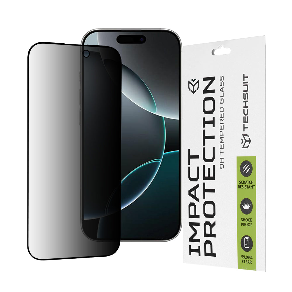Προστατευτική Μεμβράνη Οθόνης Privacy Techsuit για Apple iPhone 16 Pro, Ενισχυμένο Γυαλί, Full Glue, 111D