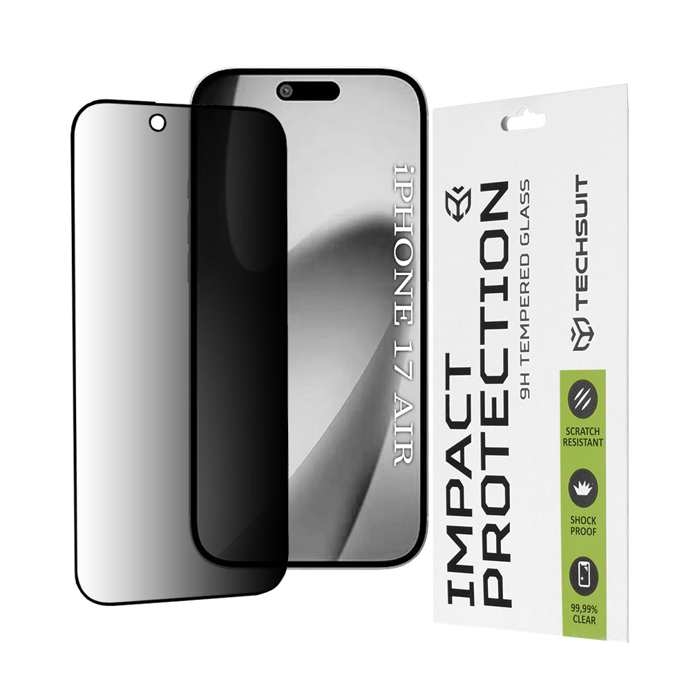 Προστατευτική Μεμβράνη Οθόνης Privacy Techsuit για Apple iPhone 17 Air, Ενισχυμένο Γυαλί, Full Glue, 111D