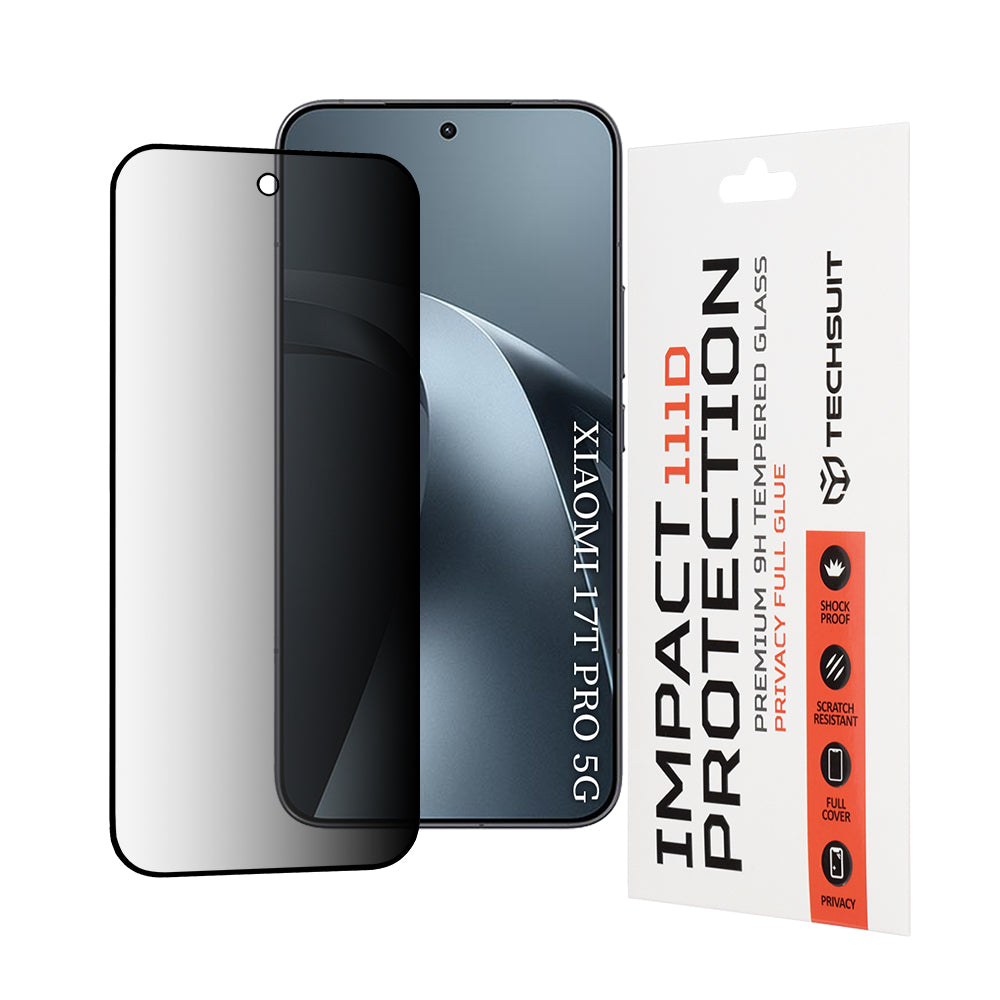 Προστατευτική μεμβράνη οθόνης Privacy Techsuit για Xiaomi 17T Pro, Ασφαλισμένο γυαλί, Πλήρης κόλλα, 111D