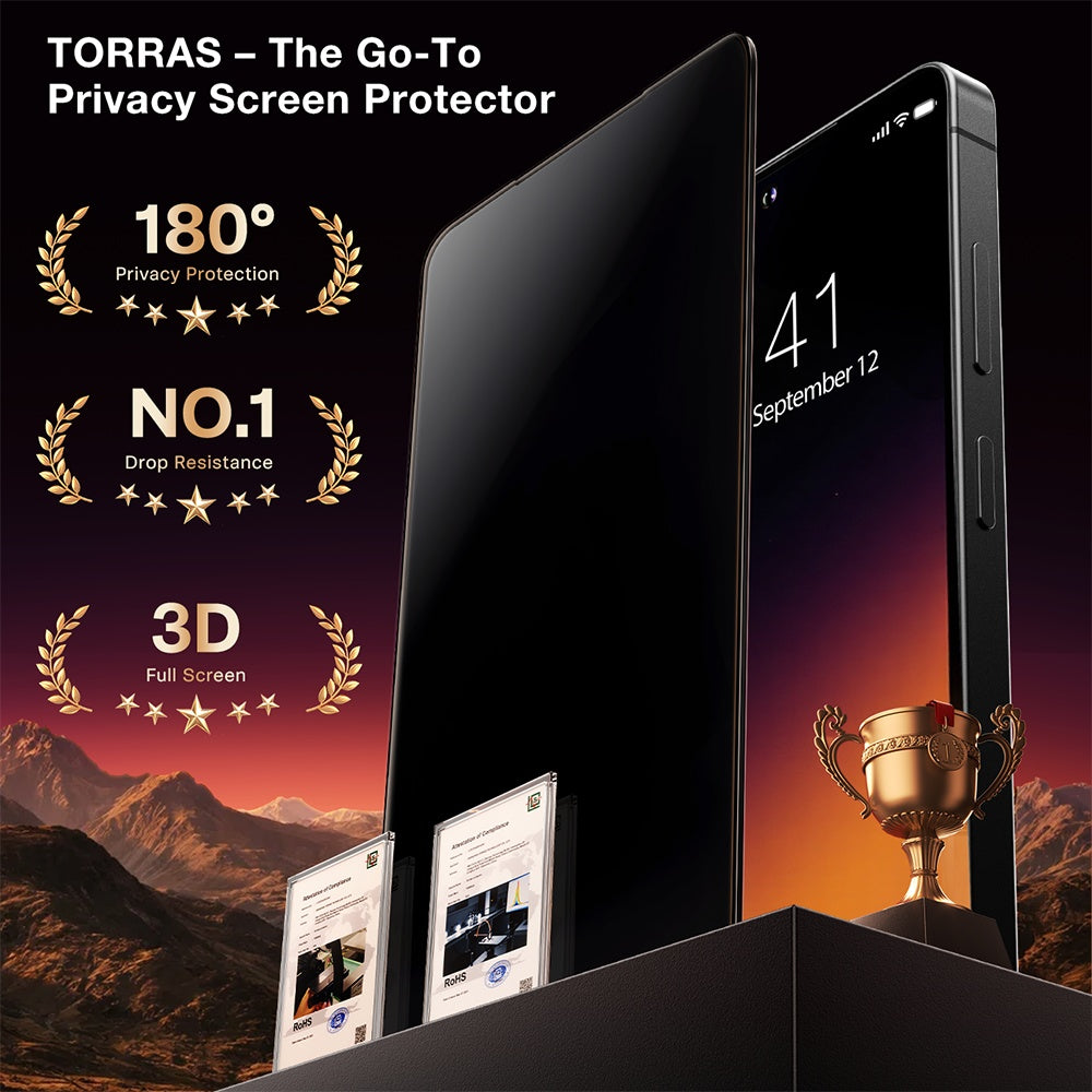 Προστατευτική Μεμβράνη Οθόνης Privacy Torras GlassGo Install Master για Samsung Galaxy S26 Ultra S948, Ενισχυμένο Γυαλί, Πλήρης Κόλληση