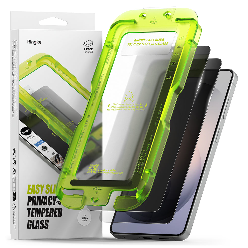 Προστατευτική Μεμβράνη Οθόνης Ringke Easy Slide για Samsung Galaxy S26 Plus S947, Ενισχυμένο Γυαλί, Πλήρης Κόλληση, Σετ 2 τεμαχίων, Μαύρη