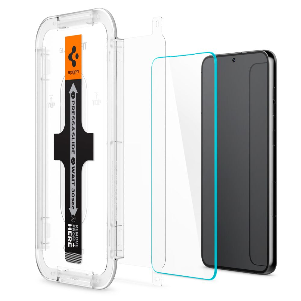 Προστατευτική Μεμβράνη Οθόνης Spigen GlastR EZ FIT για Samsung Galaxy S23 S911, Ενισχυμένο Γυαλί, Πλήρης Κόλληση, Σετ 2 τεμαχίων AGL05958
