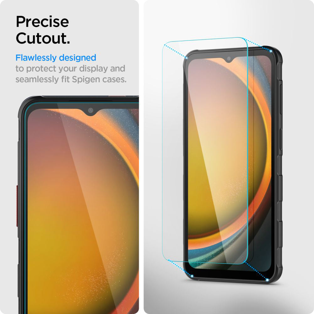 Προστατευτική μεμβράνη οθόνης Spigen GlastR Slim για Samsung Galaxy XCover7 Pro / Xcover7 G556, Ασφαλισμένο γυαλί, Πλήρης κόλλα, Σετ 2 τεμαχίων AGL09407