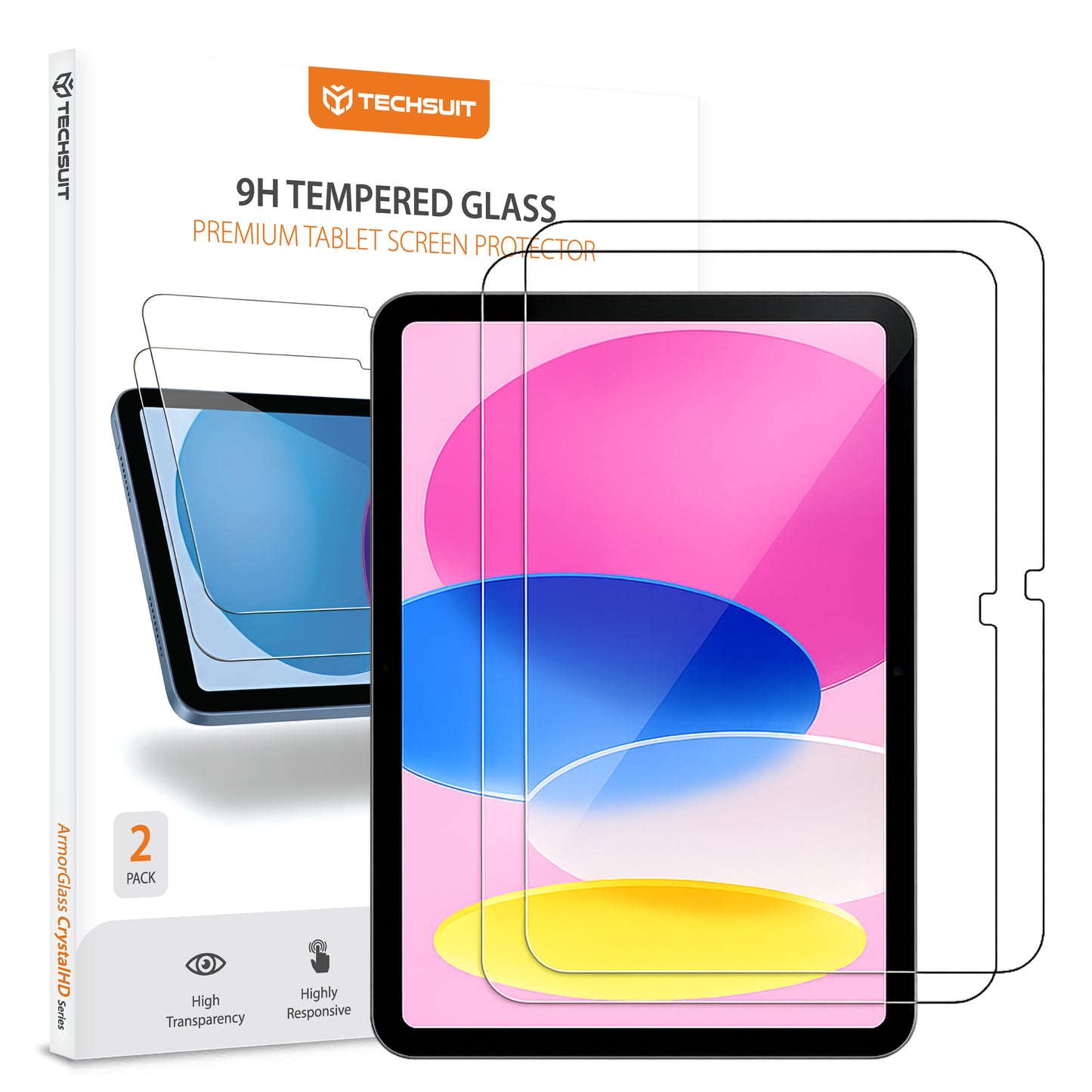 Προστατευτική Μεμβράνη Οθόνης Techsuit ArmorGlass CrystalHD για Apple iPad (2025) / (2022), Ενισχυμένο Γυαλί, Full Glue, Σετ 2 τεμαχίων