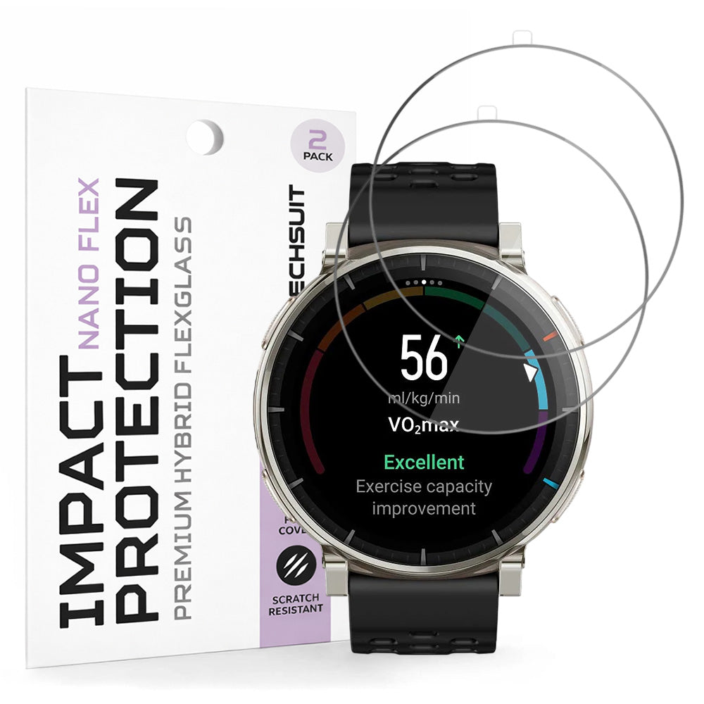 Προστατευτική Μεμβράνη Οθόνης Techsuit Nano Flex για Amazfit Active 3 Premium, Πλαστική, Σετ 2 τεμαχίων, Μαύρη