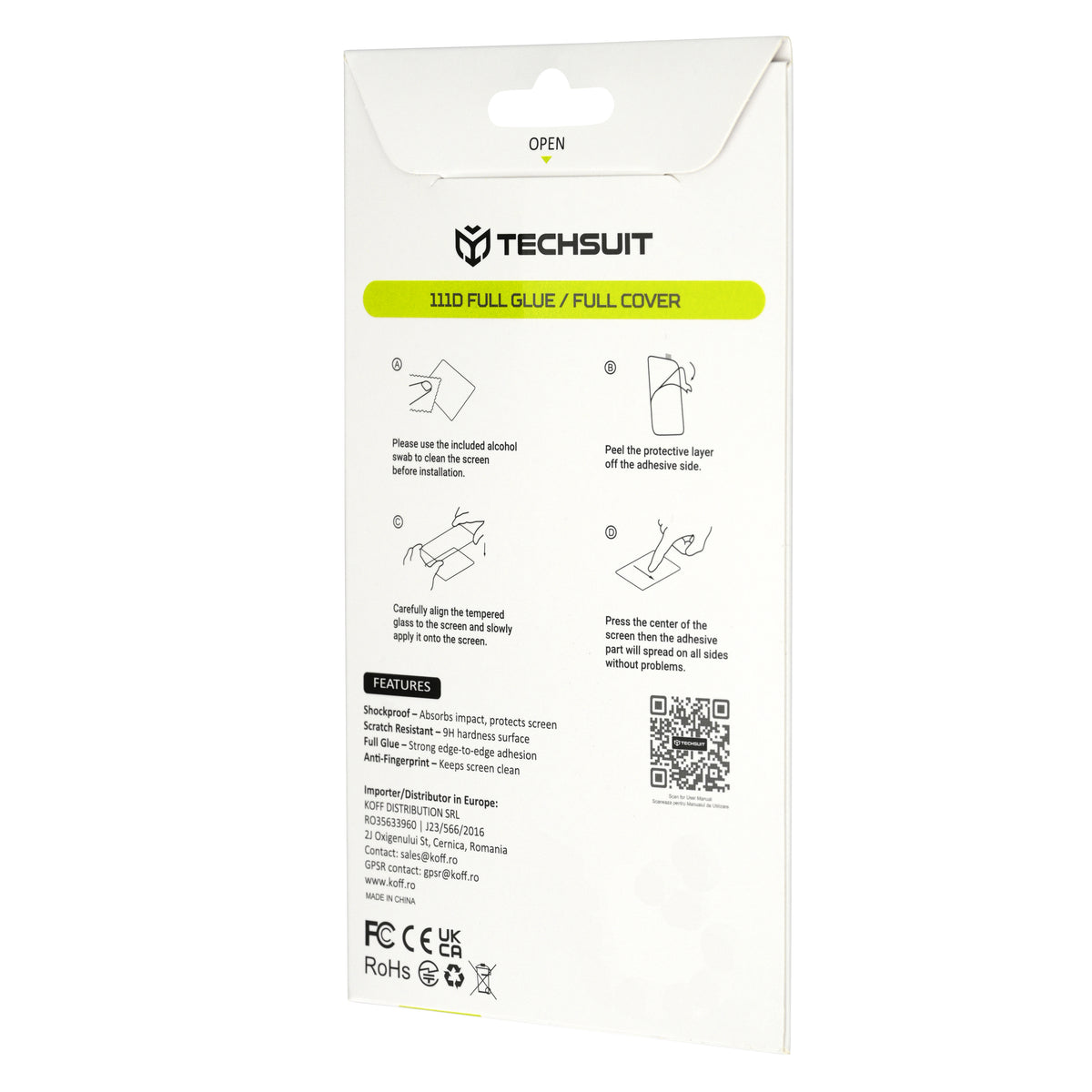 Techsuit Screen Protector Film for Apple iPhone Duo, Tempered Glass, Full Glue, 111D, Black