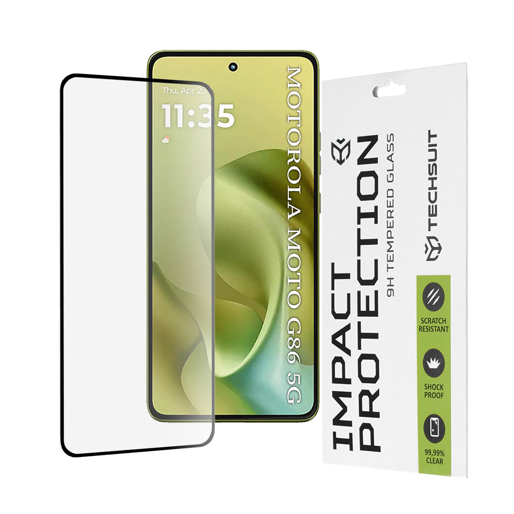 Προστατευτική μεμβράνη οθόνης Techsuit για Motorola Moto G86, Ασφαλισμένο γυαλί, Full Glue, 111D, Μαύρο