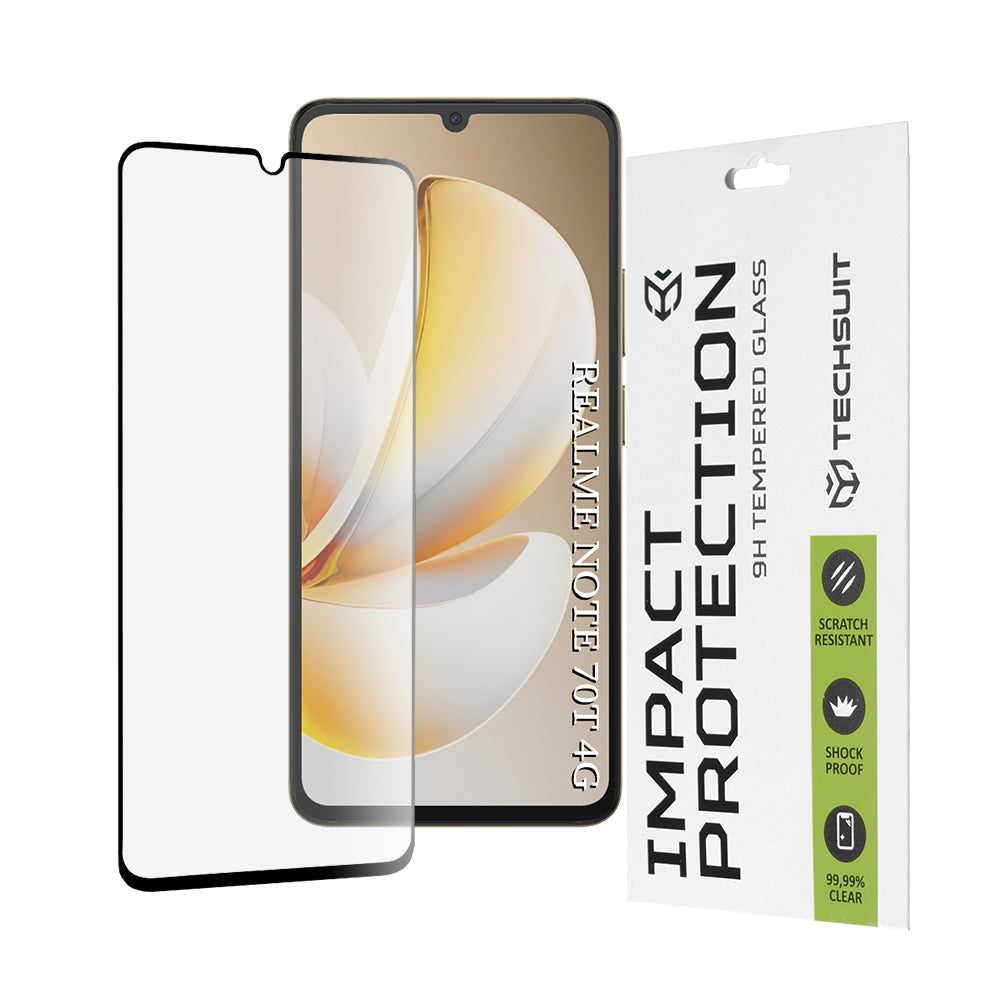 Προστατευτική Μεμβράνη Οθόνης Techsuit για Realme Note 70T, Ενισχυμένο Γυαλί, Full Glue, 111D, Μαύρη