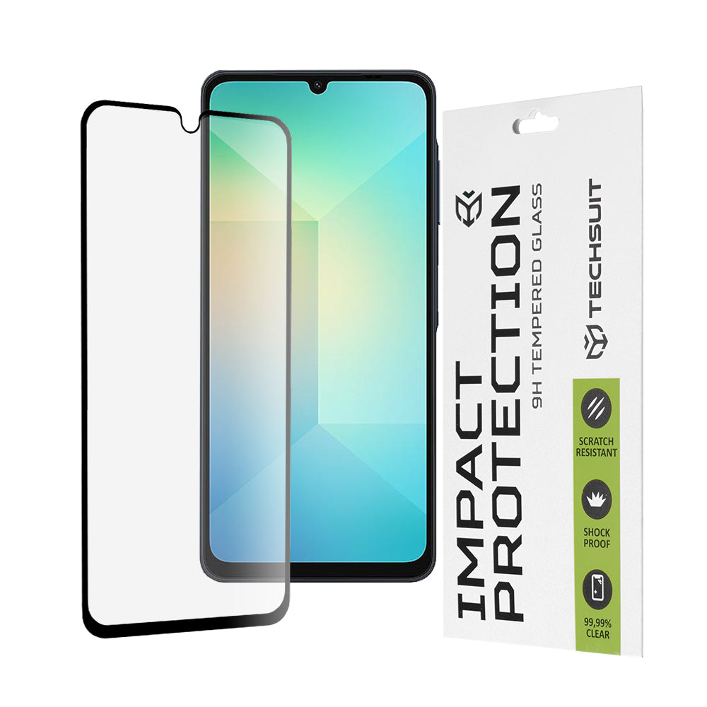 Προστατευτική μεμβράνη οθόνης Techsuit για Samsung Galaxy A06 A065, Ασφαλισμένο γυαλί, Full Glue, 111D, Μαύρο