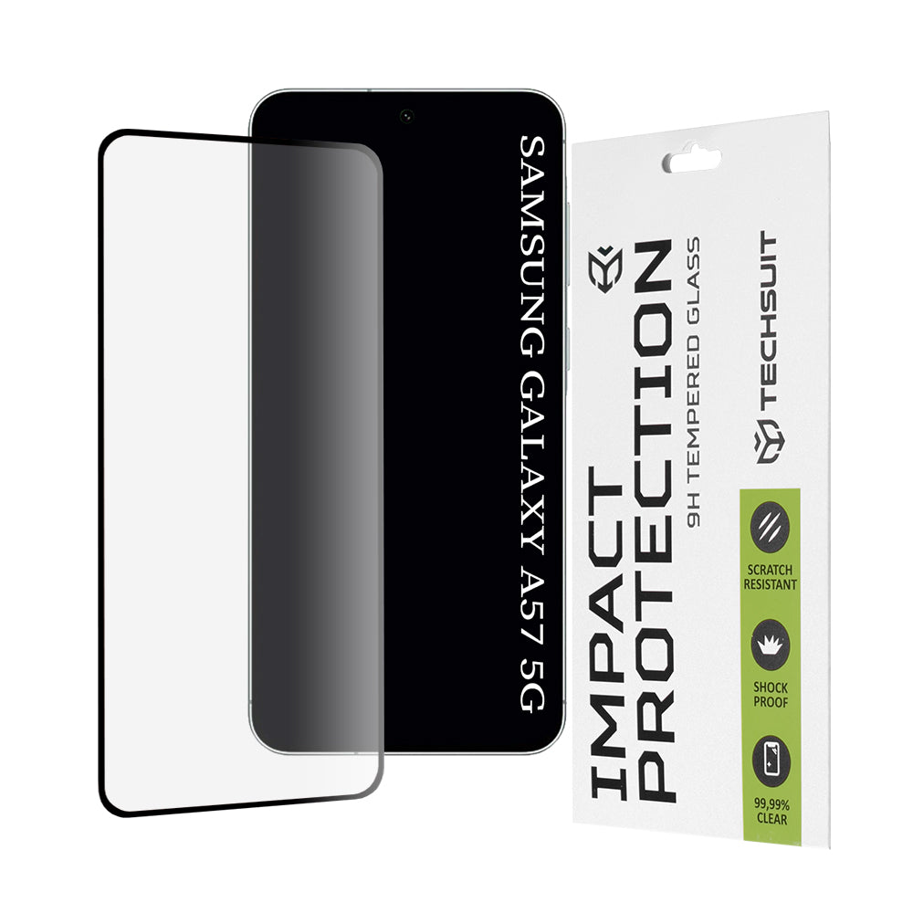 Προστατευτική Μεμβράνη Οθόνης Techsuit για Samsung Galaxy A57 5G, Ενισχυμένο Γυαλί, Full Glue, 111D, Μαύρη