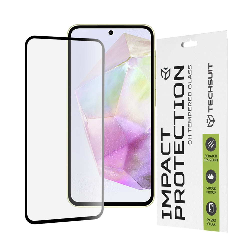 Προστατευτική μεμβράνη οθόνης Techsuit για Samsung Galaxy M56 M566 / M35 / A55 5G A556 / A35 5G A356, Ασφαλισμένο γυαλί, Full Glue, 111D, Μαύρο