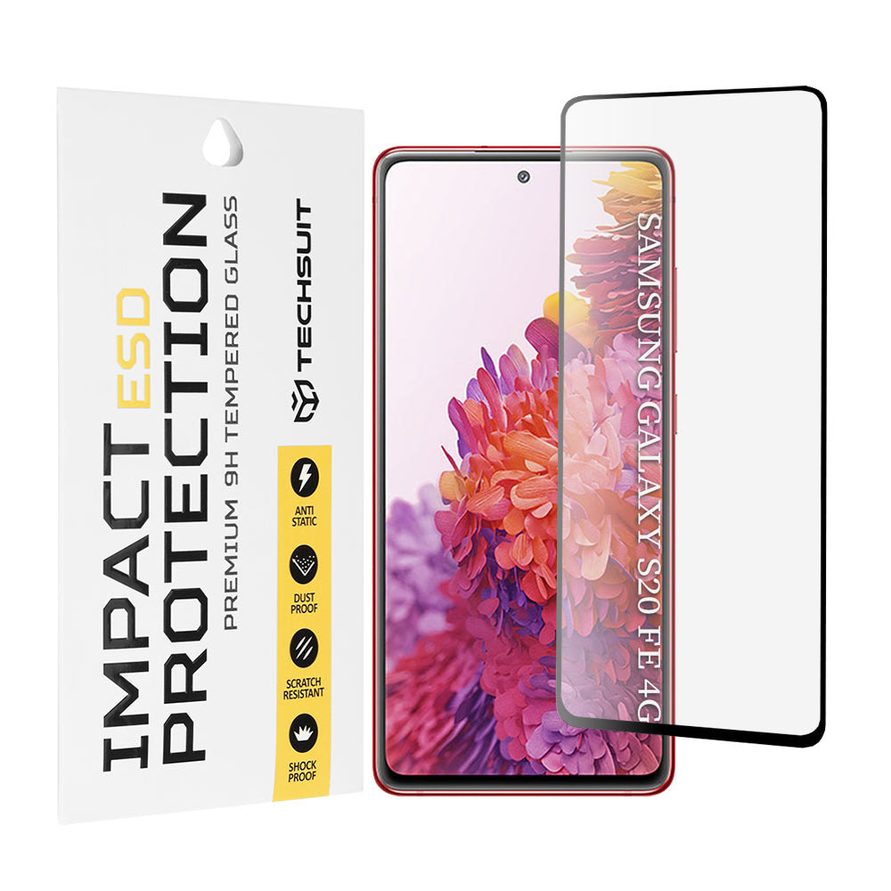 Προστατευτική μεμβράνη οθόνης Techsuit για Samsung Galaxy S20 FE 2022 G781 / S20 FE 5G G781 / S20 FE G780, Ασφαλισμένο γυαλί, Πλήρης κόλλα, Μαύρο