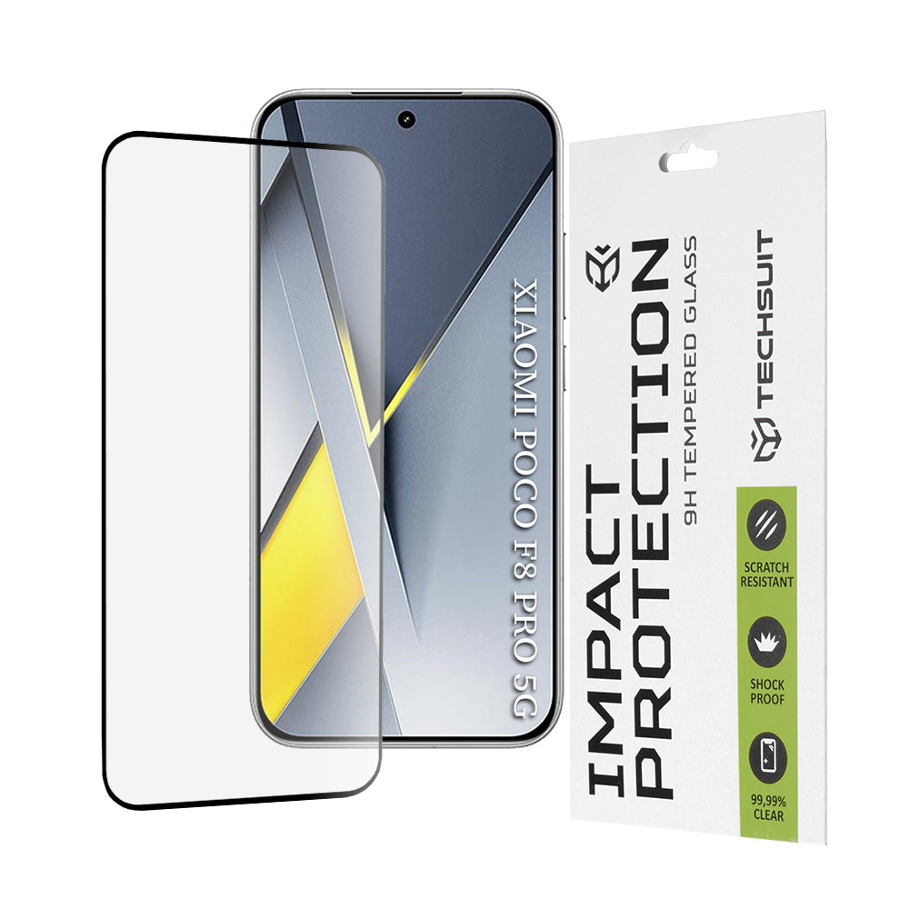 Προστατευτική Μεμβράνη Οθόνης Techsuit για Xiaomi Poco F8 Pro, Ενισχυμένο Γυαλί, Full Glue, 111D, Μαύρη