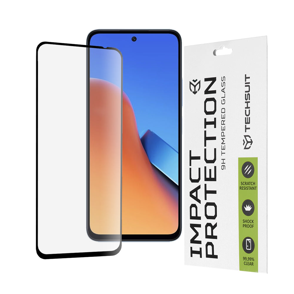 Προστατευτική μεμβράνη οθόνης Techsuit για Xiaomi Poco M6 4G / Redmi 13 / 12 5G / 12, Ασφαλισμένο γυαλί, Full Glue, 111D, Μαύρο