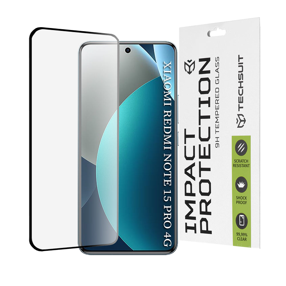 Προστατευτική Μεμβράνη Οθόνης Techsuit για Xiaomi Redmi Note 15 Pro 4G, Ενισχυμένο Γυαλί, Full Glue, 111D, Μαύρη