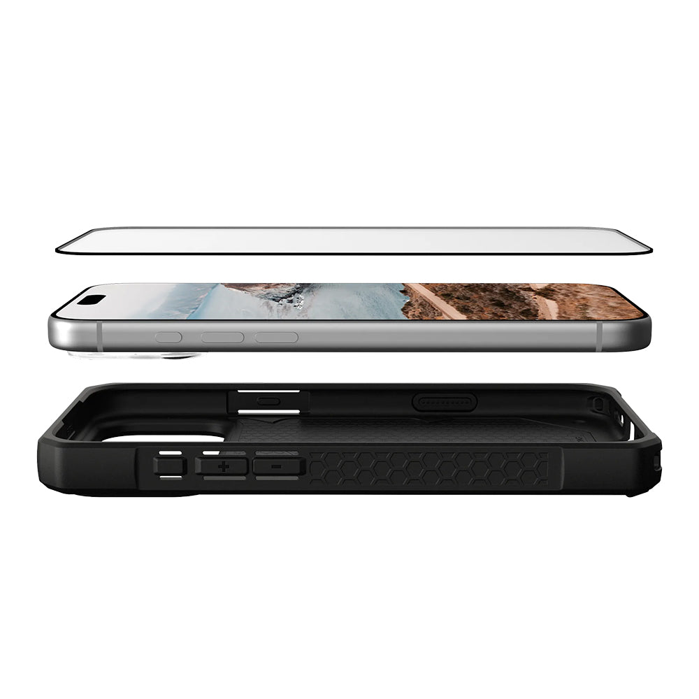 Προστατευτική Μεμβράνη Οθόνης Urban Armor Gear Shield για Apple iPhone 17 Pro, Ενισχυμένο Γυαλί, Πλήρης Κόλληση, Μαύρη