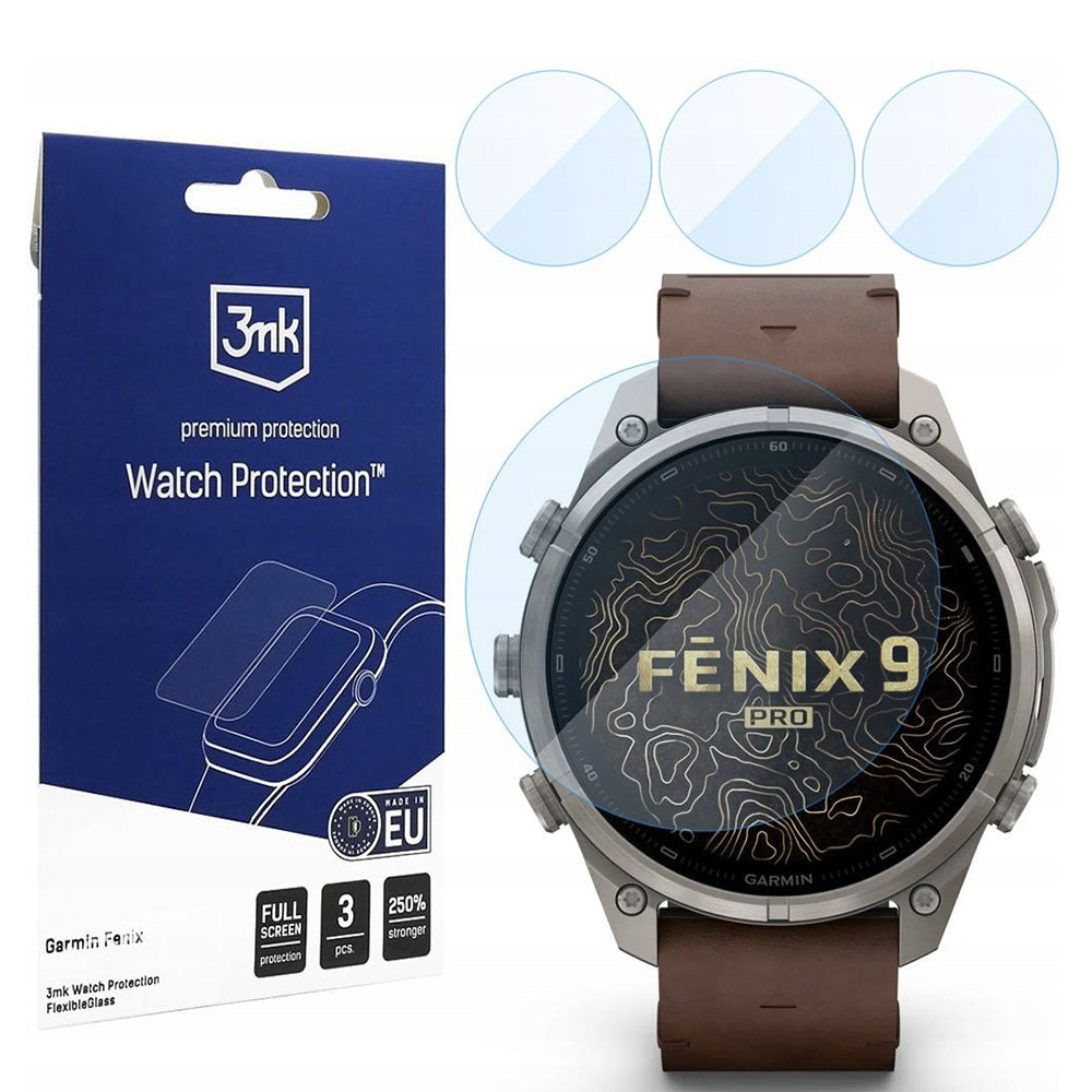Προστατευτικό οθόνης 3MK FlexibleGlass για Garmin Fenix 9 Pro 47mm, εύκαμπτο γυαλί, σετ 3 τεμαχίων