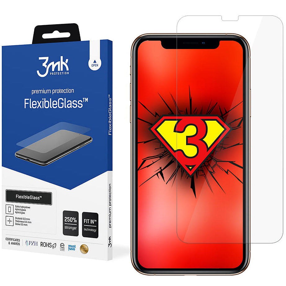 Προστατευτική μεμβράνη οθόνης 3MK FlexibleGlass για Apple iPhone 11 / XR, Ευέλικτο γυαλί, Πλήρης κόλλα
