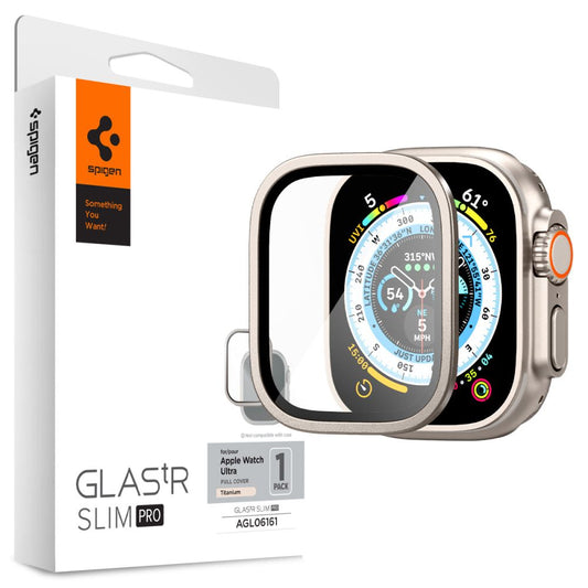 Spigen GLAStR Slim Pro Titanium για Apple Watch Ultra Series, Προστατευτική μεμβράνη, γυαλί, προστασία AGL06161