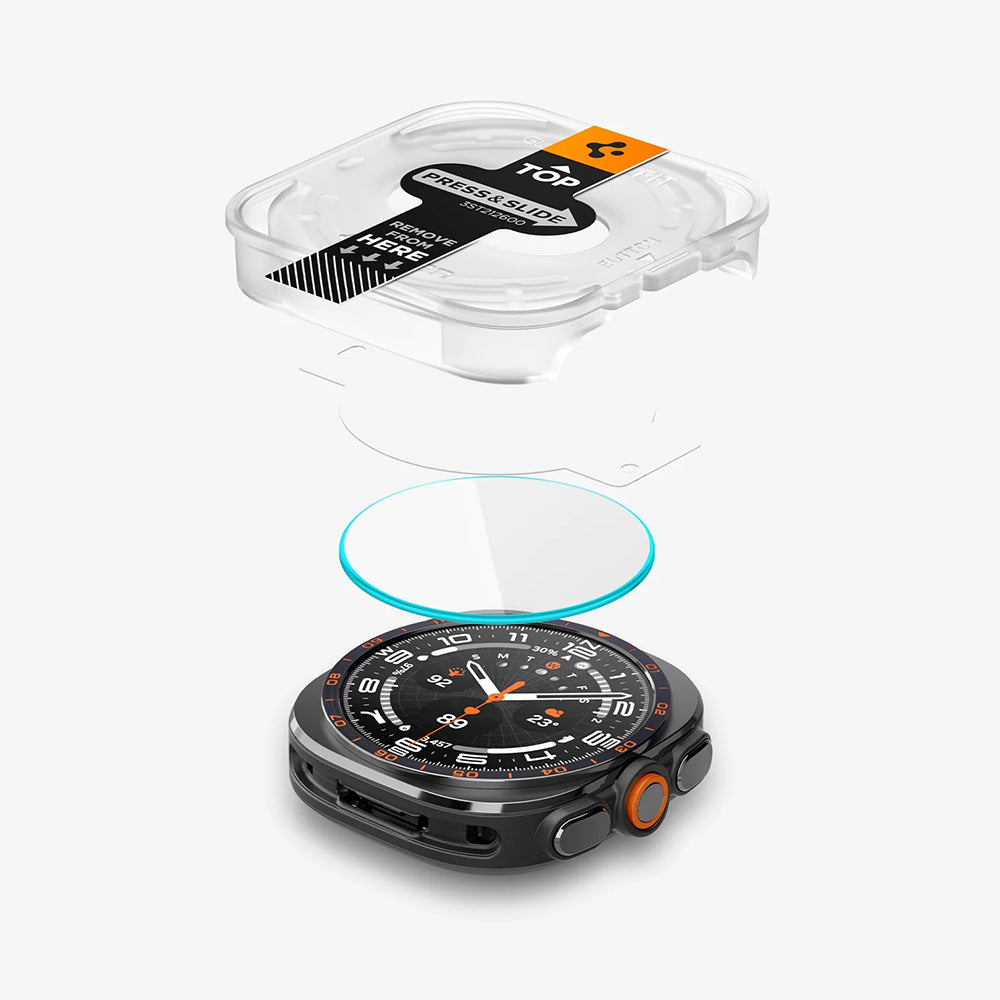 Προστατευτική Μεμβράνη Spigen GlastR EZ FIT για Samsung Galaxy Watch Ultra2, Ασφαλισμένο Γυαλί, Σετ 2 τεμαχίων AGL11758