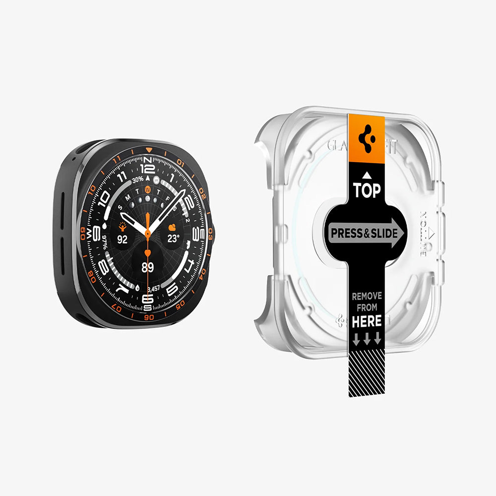 Προστατευτική Μεμβράνη Spigen GlastR EZ FIT για Samsung Galaxy Watch Ultra2, Ασφαλισμένο Γυαλί, Σετ 2 τεμαχίων AGL11758