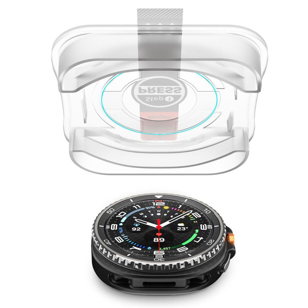 Προστατευτική Μεμβράνη Spigen GlastR EZ FIT για Samsung Galaxy Watch8 Classic, Σετ 2 τεμαχίων, Ενισχυμένο Γυαλί AGL09877